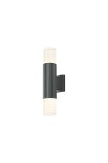 Gullo Ribbed Line Wall Lamp With Horizontal Line Acrylic Shade, 2 x GU10, IP54, Grey/Clear/Frosted, 2yrs Warranty