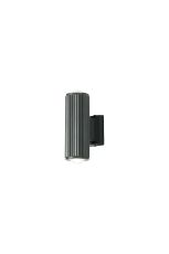Gullo Ribbed Line Wall Lamp With Dome Acrylic Shade, 2 x GU10, IP54, Grey/Clear/Frosted, 2yrs Warranty