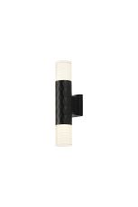 Gullo Diamond Pattern Wall Lamp With Horizontal Line Acrylic Shade, 2 x GU10, IP54, Black/Clear/Frosted, 2yrs Warranty