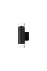 Gullo Diamond Pattern Wall Lamp With Short Diagonal Pattern Acrylic Shade, 2 x GU10, IP54, Black/Clear/Frosted, 2yrs Warranty