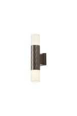 Gullo Diamond Pattern Wall Lamp With Horizontal Line Acrylic Shade, 2 x GU10, IP54, Dark Brown/Clear/Frosted, 2yrs Warranty