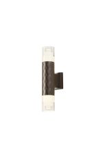 Gullo Diamond Pattern Wall Lamp With Tier Pattern Acrylic Shade, 2 x GU10, IP54, Dark Brown/Clear, 2yrs Warranty