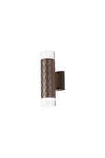 Gullo Diamond Pattern Wall Lamp With Short Diagonal Pattern Acrylic Shade, 2 x GU10, IP54, Dark Brown/Clear/Frosted, 2yrs Warranty