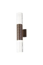 Gullo Diamond Pattern Wall Lamp With Tall Diagonal Pattern Acrylic Shade, 2 x GU10, IP54, Dark Brown/Clear/Frosted, 2yrs Warranty
