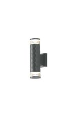 Gullo Diamond Pattern Wall Lamp With X Pattern Acrylic Shade, 2 x GU10, IP54, Grey/Clear/Frosted, 2yrs Warranty