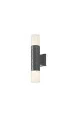 Gullo Diamond Pattern Wall Lamp With Horizontal Line Acrylic Shade, 2 x GU10, IP54, Grey/Clear/Frosted, 2yrs Warranty