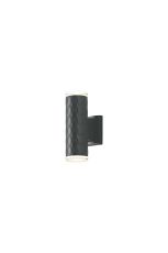 Gullo Diamond Pattern Wall Lamp With Shallow Acrylic Shade, 2 x GU10, IP54, Grey/Clear/Frosted, 2yrs Warranty
