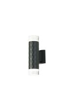 Gullo Diamond Pattern Wall Lamp With Short Diagonal Pattern Acrylic Shade, 2 x GU10, IP54, Grey/Clear/Frosted, 2yrs Warranty