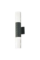 Gullo Diamond Pattern Wall Lamp With Tall Diagonal Pattern Acrylic Shade, 2 x GU10, IP54, Grey/Clear/Frosted, 2yrs Warranty