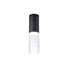 Gullo 6.4cm Diamond Pattern Ceiling With Tall Diagonal Pattern Acrylic Shade, 1 x GU10, IP54, Black/Clear/Frosted, 2yrs Warranty