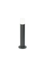 Gullo Ribbed Line 35cm Post Lamp With Horizontal Line Acrylic Shade, 1 x GU10, IP54, Grey/Clear/Frosted, 2yrs Warranty
