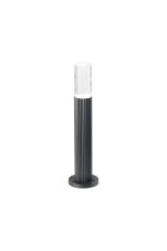 Gullo Ribbed Line 35cm Post Lamp With Tall Diagonal Pattern Acrylic Shade, 1 x GU10, IP54, Grey/Clear/Frosted, 2yrs Warranty