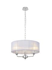 Banyan 3 Light Multi Arm Pendant With 45cm x 15cm Organza Shade Polished Chrome/Grey