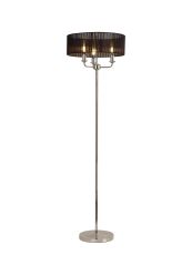 Banyan 3 Light Switched Floor Lamp With 45cm x 15cm Black Organza Shade Polished Nickel/Black