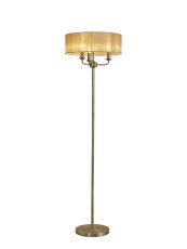 Banyan 3 Light Switched Floor Lamp With 45cm x 15cm Soft Bronze Organza Shade Antique Brass/Soft Bronze