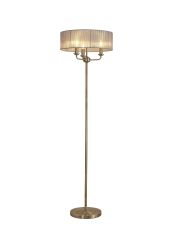 Banyan 3 Light Switched Floor Lamp With 45cm x 15cm Grey Organza Shade Antique Brass/Grey