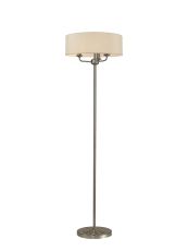 Banyan 3 Light Switched Floor Lamp With 45cm x 15cm Faux Silk Shade, Ivory Pearl/Satin Nickel