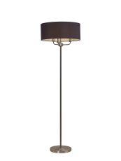 Banyan 3 Light Switched Floor Lamp With 50cm x 20cm Faux Silk Shade, Black/White Laminate Satin Nickel