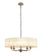Banyan 5 Light Multi Arm Pendant With 60cm x 15cm Organza Shade Champagne Gold/Cream