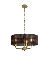 Banyan 3 Light Multi Arm Pendant With 45cm x 15cm Organza Shade Champagne Gold/Black