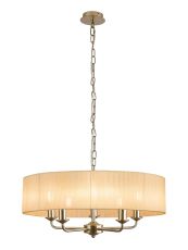 Banyan 5 Light Multi Arm Pendant With 60cm x 15cm Organza Shade Champagne Gold/Soft Bronze
