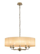 Banyan 5 Light Multi Arm Pendant With 60cm x 15cm Organza Shade Champagne Gold/Soft Bronze