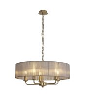 Banyan 5 Light Multi Arm Pendant With 60cm x 15cm Organza Shade Champagne Gold/Grey