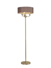 Banyan 3 Light Switched Floor Lamp With 45cm x 15cm Faux Silk Fabric Shade Champagne Gold/Grey