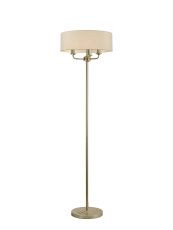 Banyan 3 Light Switched Floor Lamp With 45cm x 15cm Faux Silk Fabric Shade Champagne Gold/Ivory Pearl