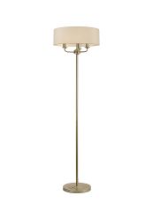 Banyan 3 Light Switched Floor Lamp With 45cm x 15cm Faux Silk Fabric Shade Champagne Gold/Ivory Pearl
