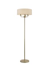 Banyan 3 Light Switched Floor Lamp With 45cm x 15cm Dual Faux Silk Fabric Shade Champagne Gold/Nude Beige