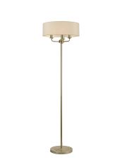 Banyan 3 Light Switched Floor Lamp With 45cm x 15cm Dual Faux Silk Fabric Shade Champagne Gold/Nude Beige