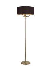 Banyan 3 Light Switched Floor Lamp With 50cm x 20cm Faux Silk Fabric Shade Champagne Gold/Black