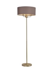 Banyan 3 Light Switched Floor Lamp With 50cm x 20cm Faux Silk Fabric Shade Champagne Gold/Grey