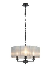 Banyan 3 Light Multi Arm Pendant With 45cm x 15cm Organza Shade Matt Black/Grey