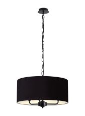 Banyan 3 Light Multi Arm Pendant With 50cm x 20cm Dual Faux Silk Fabric Shade Matt Black/Midnight Black