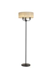 Banyan 3 Light Switched Floor Lamp With 45cm x 15cm Organza Shade Matt Black/Cream