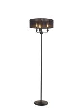 Banyan 3 Light Switched Floor Lamp With 45cm x 15cm Organza Shade Matt Black/Black