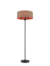 Banyan 3 Light Switched Floor Lamp With 50cm x 20cm Dual Faux Silk Fabric Shade Matt Black/Antique Gold