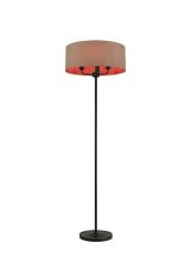 Banyan 3 Light Switched Floor Lamp With 50cm x 20cm Dual Faux Silk Fabric Shade Matt Black/Antique Gold
