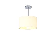 Baymont Polished Chrome 1 Light E27 Semi Flush, With 30cm x 17cm Faux Silk Shade, Ivory Pearl/White Laminate