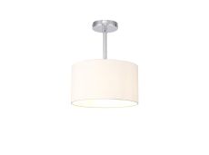 Baymont Polished Chrome 1 Light E27 Semi Flush With 30cm x 17cm Dual Faux Silk Shade, Nude Beige/Moonlight