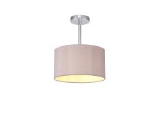 Baymont Polished Chrome 1 Light E27 Semi Flush With 30cm x 17cm Dual Faux Silk Shade, Taupe/Halo Gold