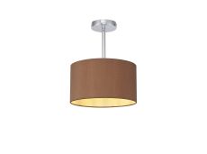 Baymont Polished Chrome 1 Light E27 Semi Flush With 30cm x 17cm Dual Faux Silk Shade, Raw Cocoa/Grecian Bronze