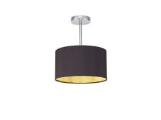 Baymont Polished Chrome 1 Light E27 Semi Flush With 30cm x 17cm Dual Faux Silk Shade, Midnight Black/Green Olive