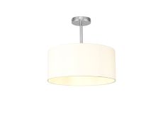 Baymont Polished Chrome 1 Light E27 Semi Flush With 40cm x 18cm Faux Silk Shade, Ivory Pearl/White Laminate