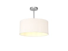 Baymont Polished Chrome 1 Light E27 Semi Flush With 40cm x 18cm Dual Faux Silk Shade, Nude Beige/Moonlight