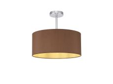 Baymont Polished Chrome 1 Light E27 Semi Flush With 40cm x 18cm Dual Faux Silk Shade, Raw Cocoa/Grecian Bronze