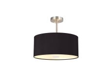 Baymont Polished Chrome 1 Light E27 Semi Flush With 40cm x 18cm Dual Faux Silk Shade, Black/Green Olive With Frosted/PC Acrylic Diffuser