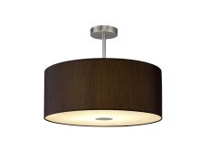 Baymont Polished Chrome 1 Light E27 Semi Flush With 50cm x 20cm Faux Silk Shade, Black/White Laminate With Frosted/PC Acrylic Diffuser